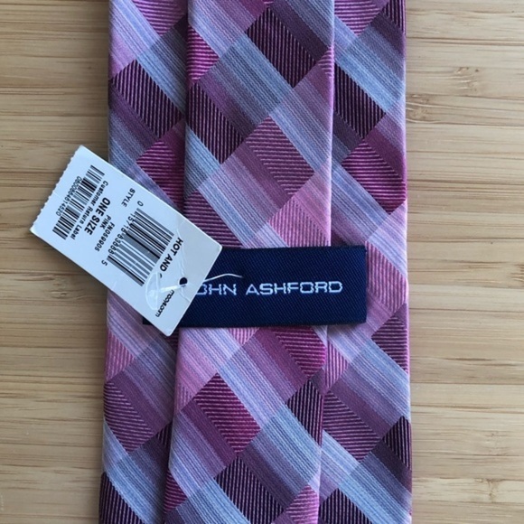 John Ashford Silk Neck Tie In Lavender/Grey - Picture 2 of 5